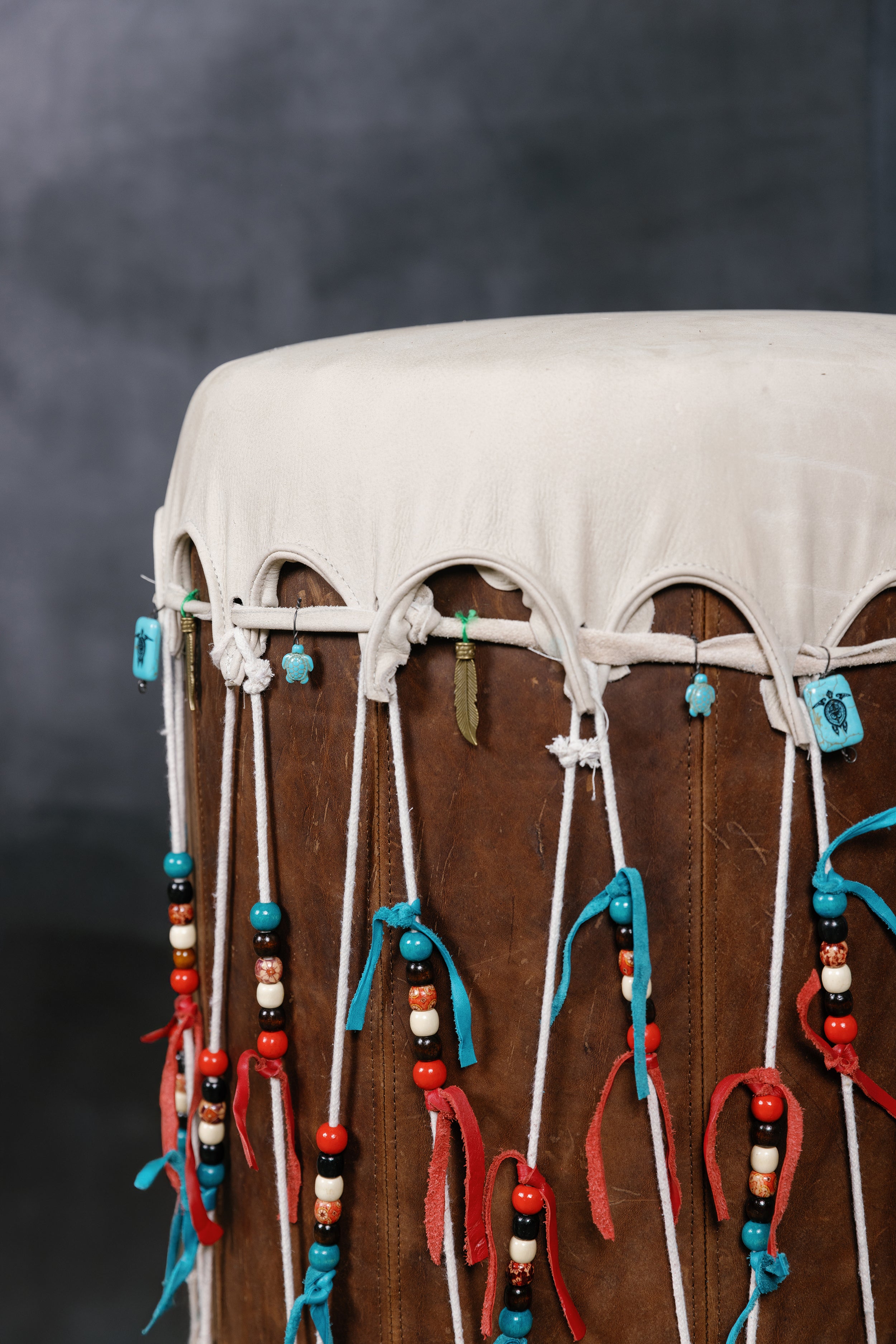 NATIVE LEATHER END TABLE OTTOMAN