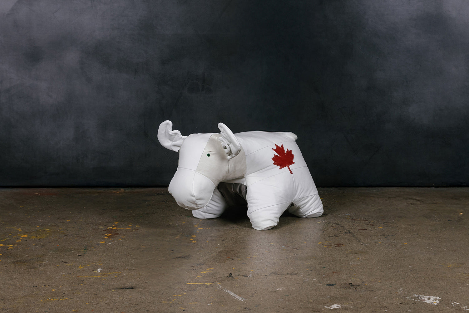 LIMITED EDITION CANADA MOOSE OTTOMAN WHITE