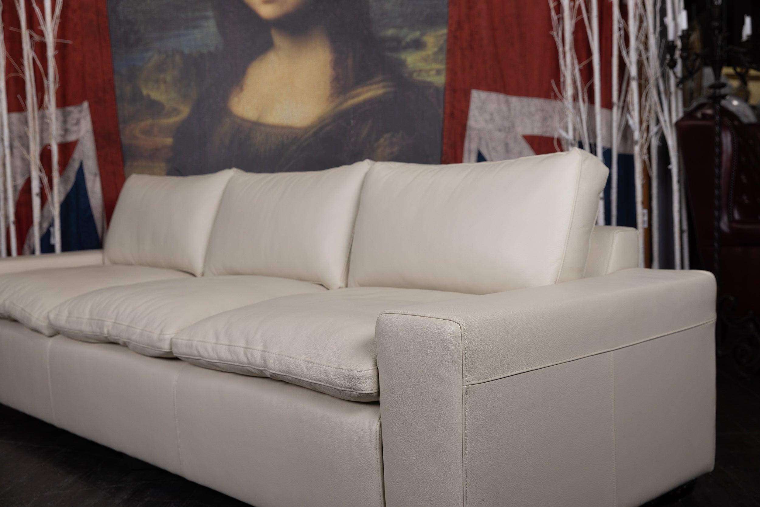 DREAM CLOUD LEATHER SOFA 9 FT FLOOR MODEL