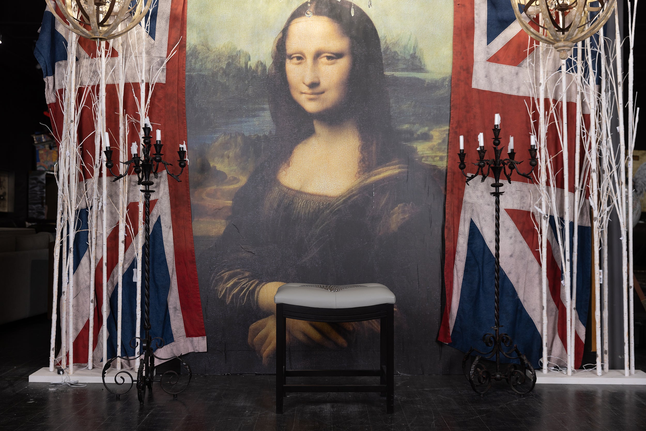 SADDLE BAR STOOLS GREY FLOOR MODEL ( SOLD