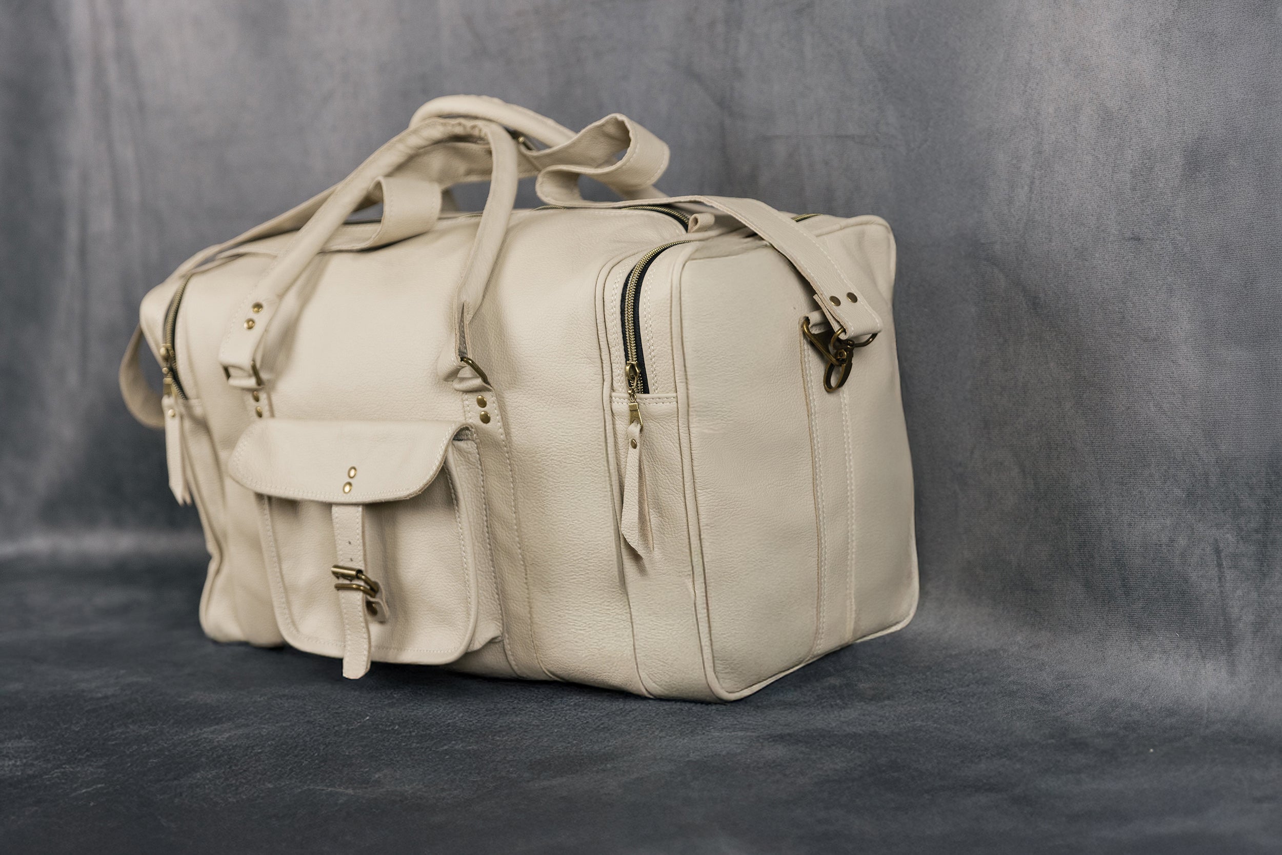 TRAVELLER LEATHER DUFFELBAG BEIGE