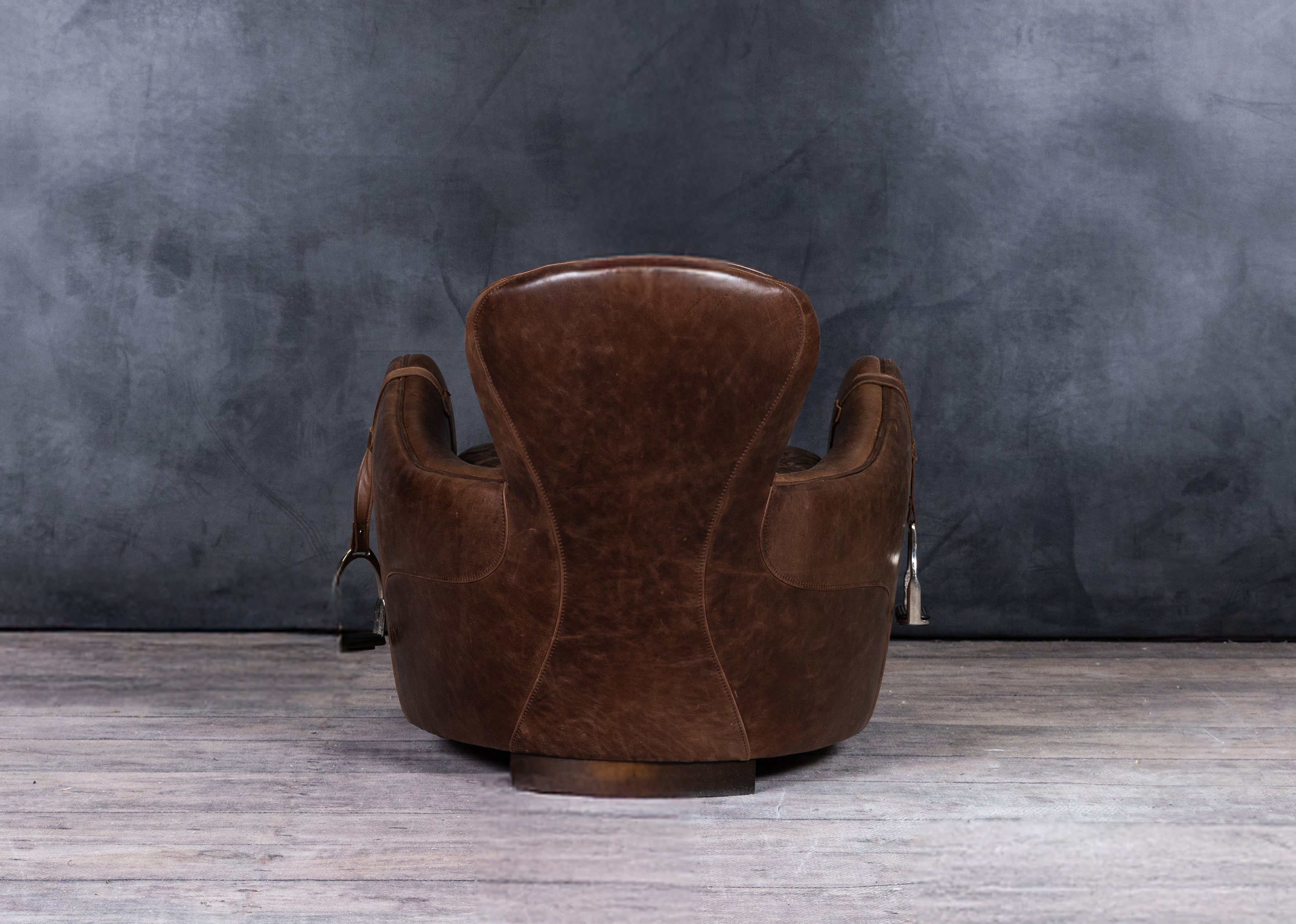 EQUESTRIAN LEATHER CHAIR AND OTTOMAN