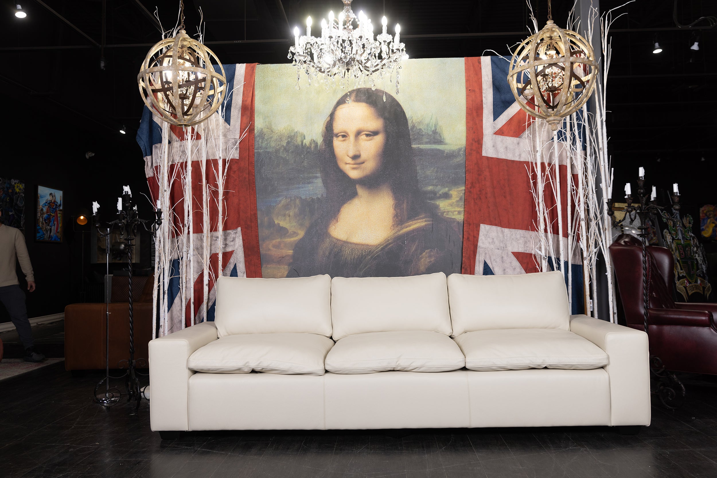 DREAM CLOUD LEATHER SOFA 9 FT FLOOR MODEL