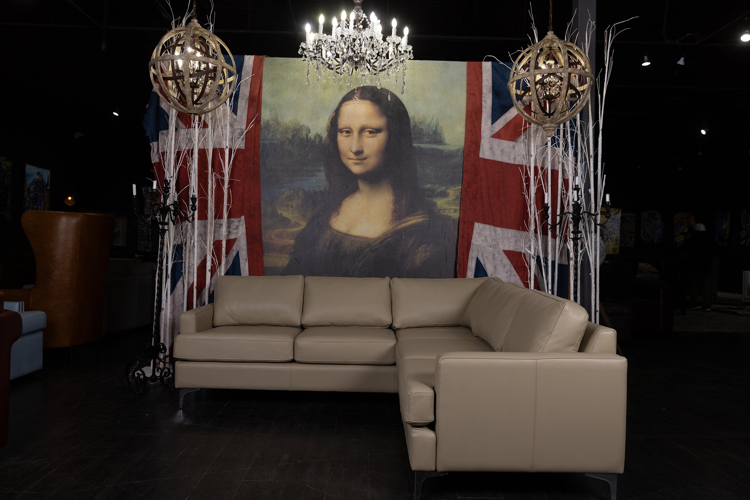 NEW YORK LEATHER SECTIONAL FLOOR MODEL AS IS