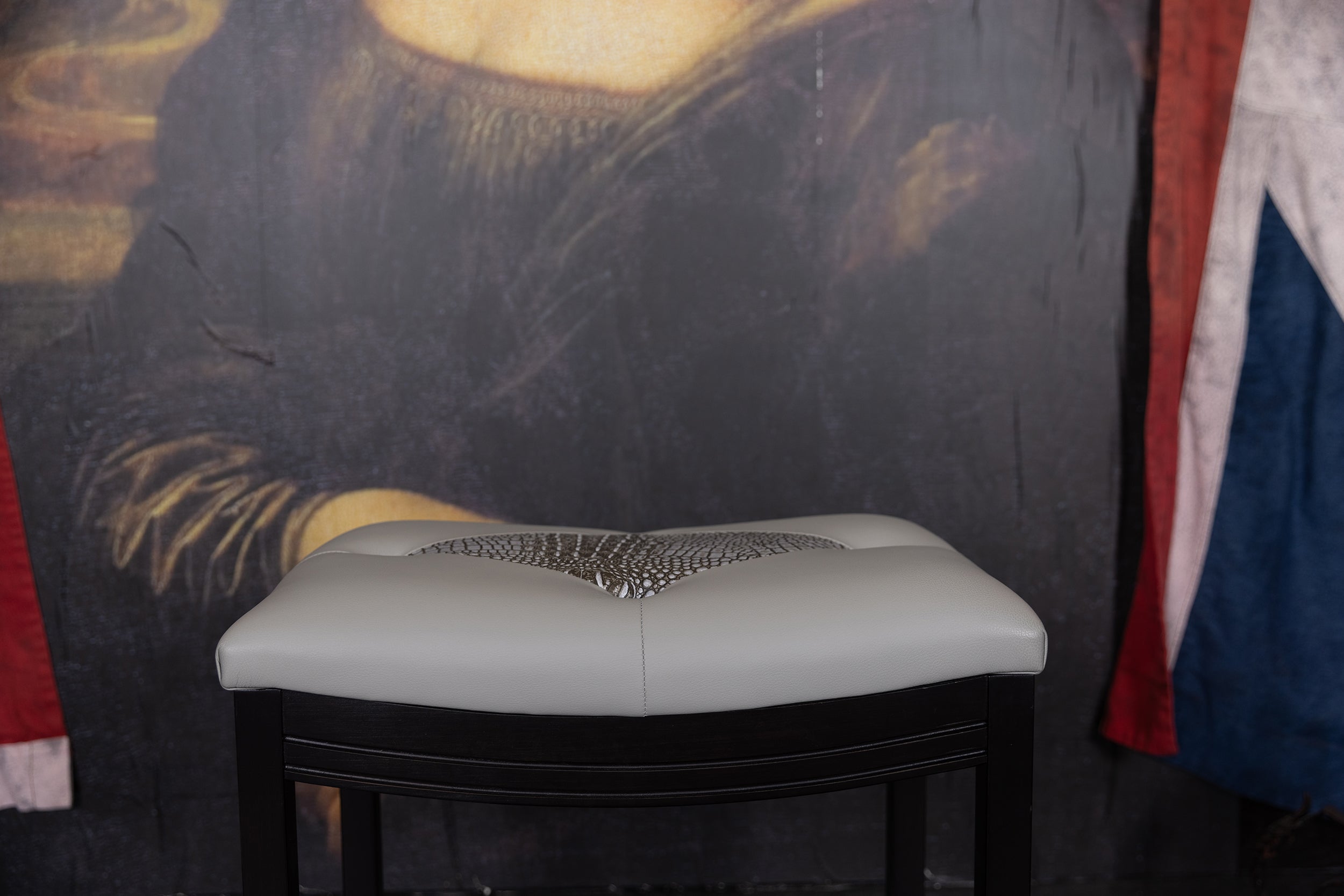 SADDLE BAR STOOLS GREY FLOOR MODEL ( SOLD