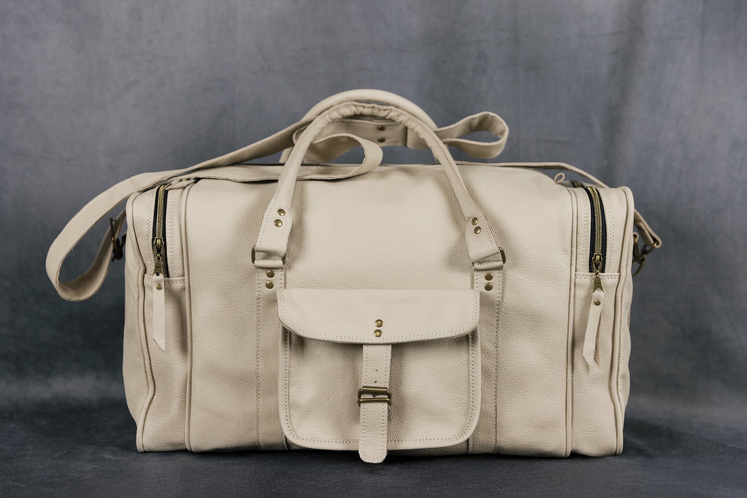 TRAVELLER LEATHER DUFFELBAG BEIGE