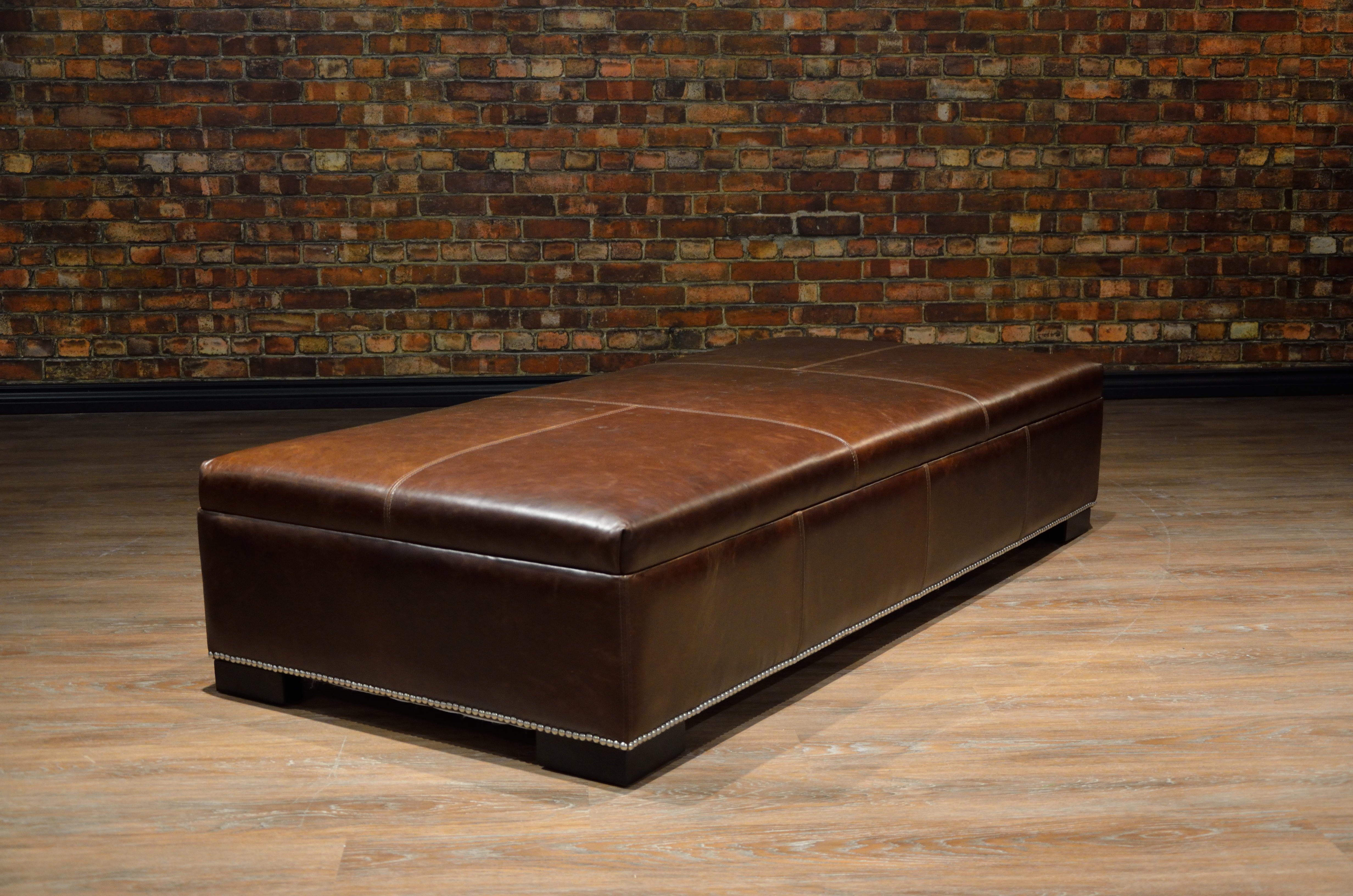 LARGE COFFEE TABLE LEATHER OTTOMAN