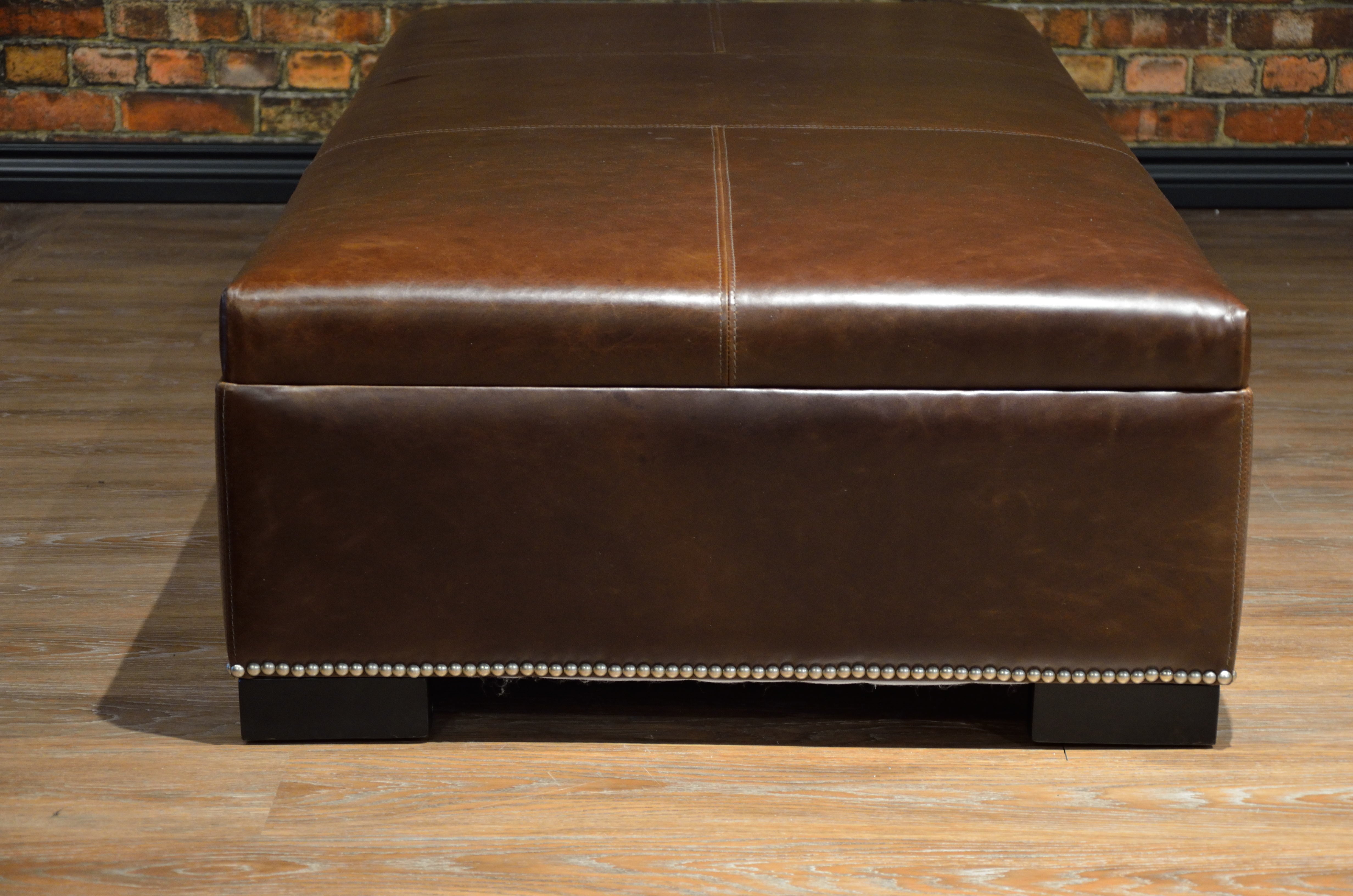 LARGE COFFEE TABLE LEATHER OTTOMAN